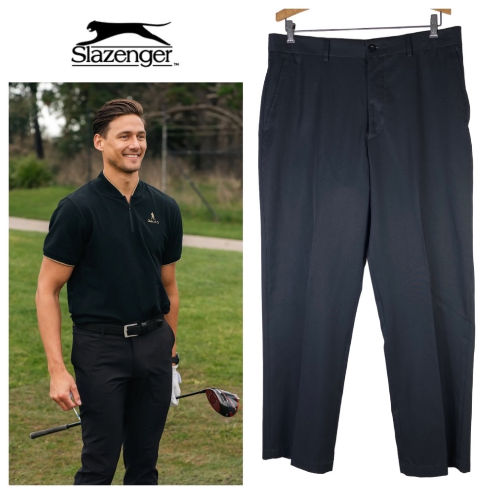 Slazenger Golf Pants Mens 34 x 30 Black Trousers Slacks Stretch